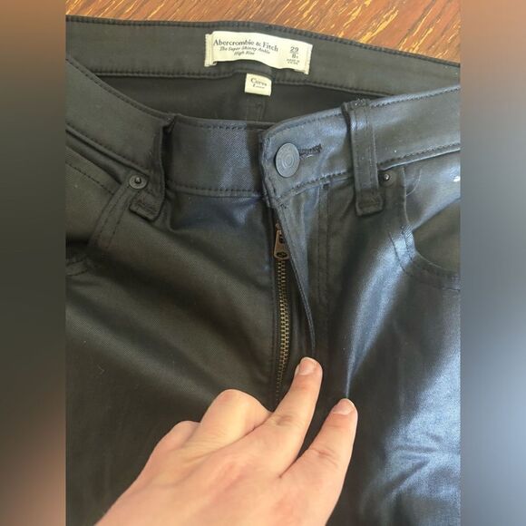 Abercrombie the super skinny ankle high rise curve love black coated jean size 8 - Picture 4 of 8